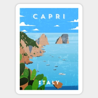 Capri, Italy. Retro travel minimalist poster Sticker